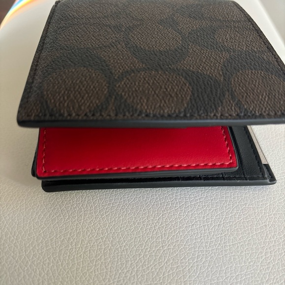 NWT Coach 3 In 1 Wallet In Signature Canvas F41346 Black/Red - Picture 7 of 10